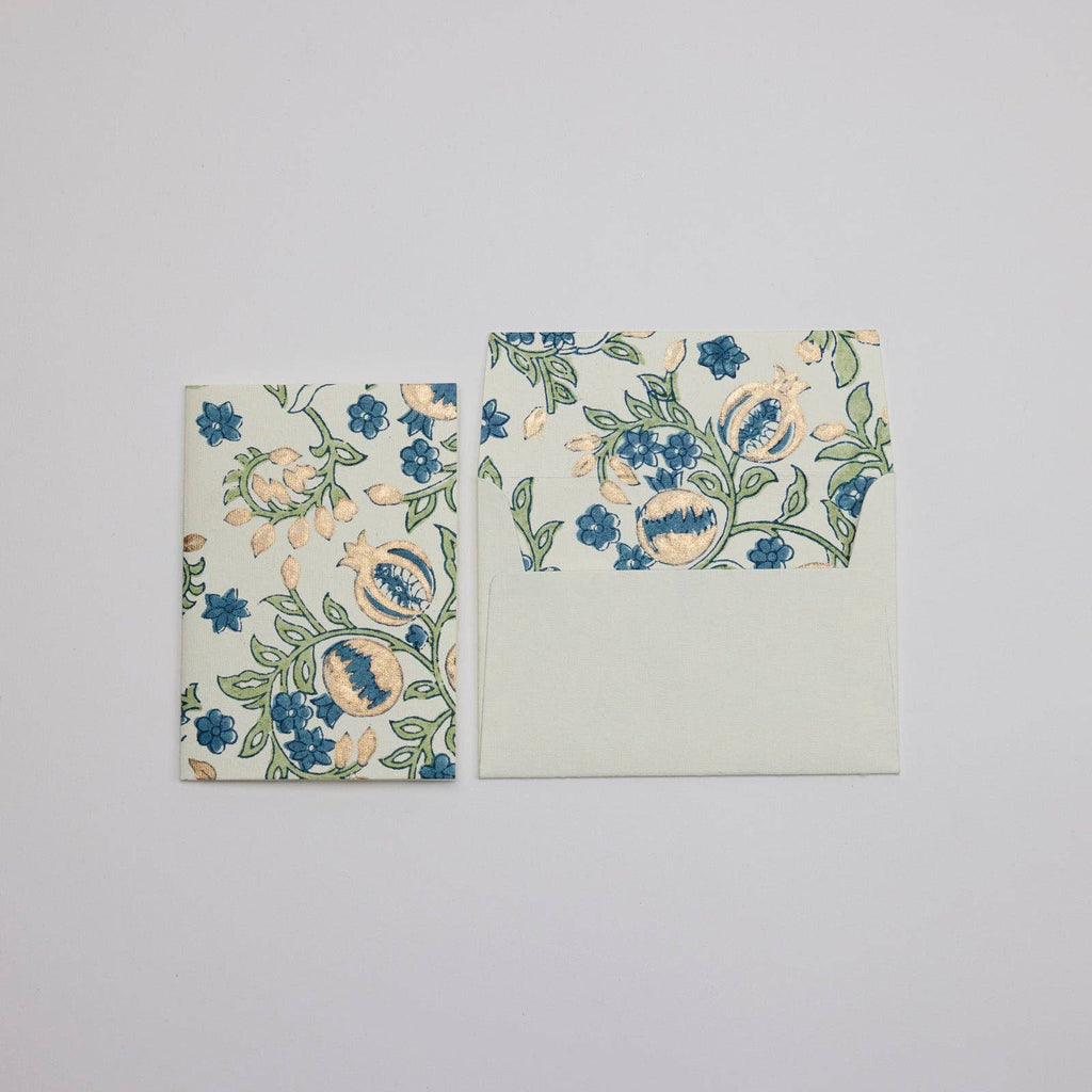 Block Printed Greeting Card - Pomegranate Indigo