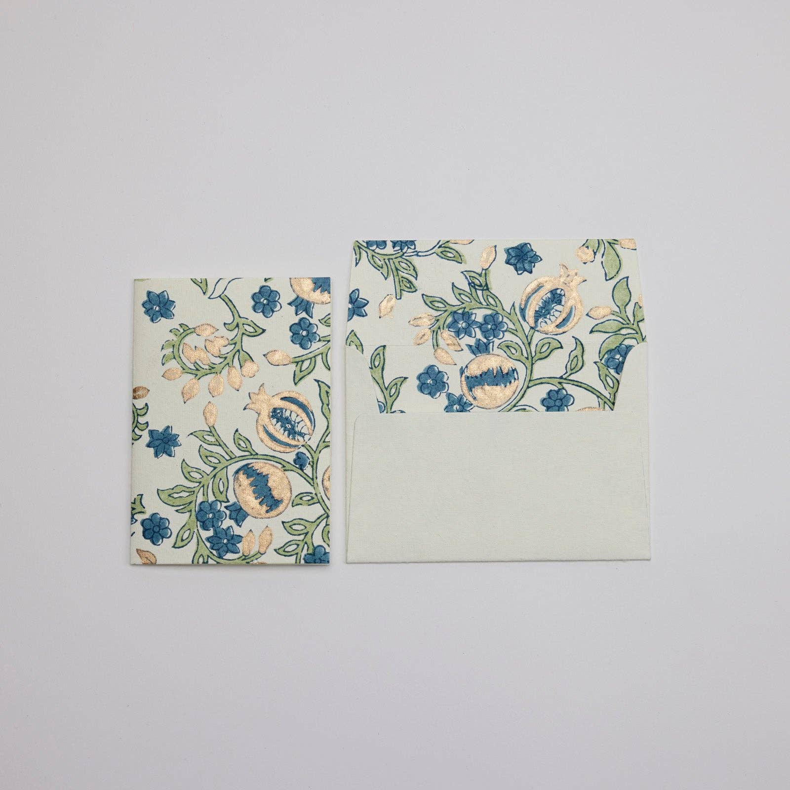 Block Printed Greeting Card - Pomegranate Indigo