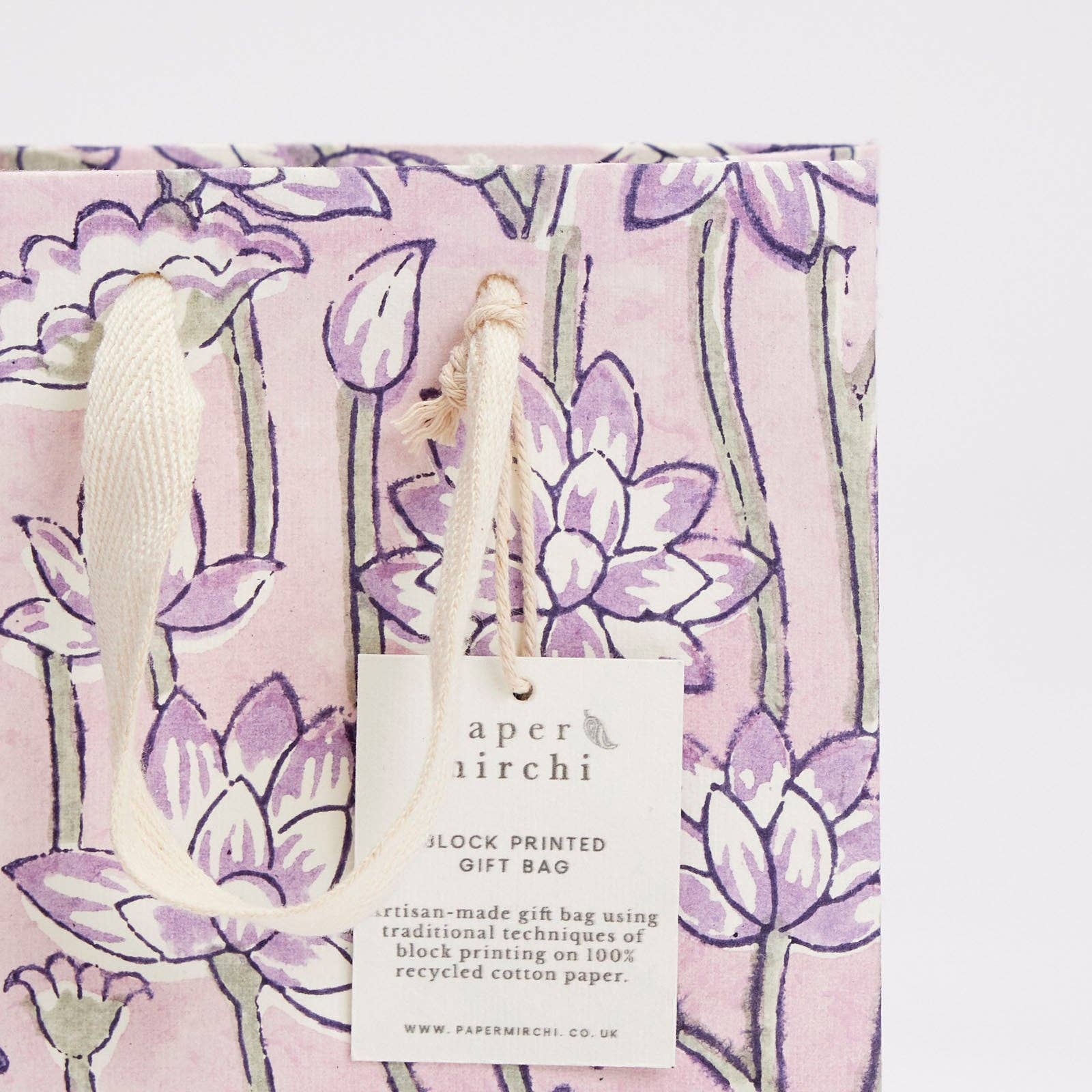 Hand Block Printed Gift Bags (Small) - Lavender