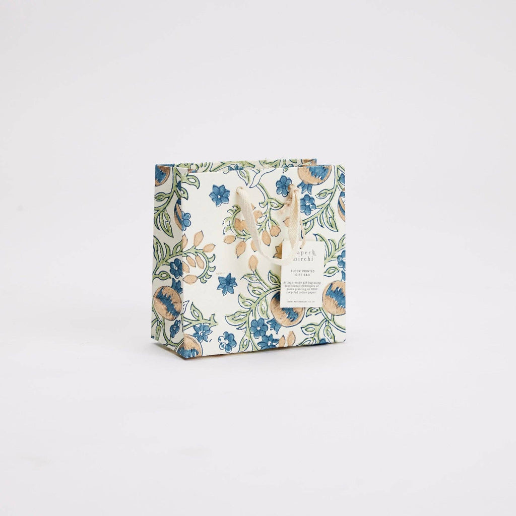 Hand Block Printed Gift Bags (Small) - Indigo