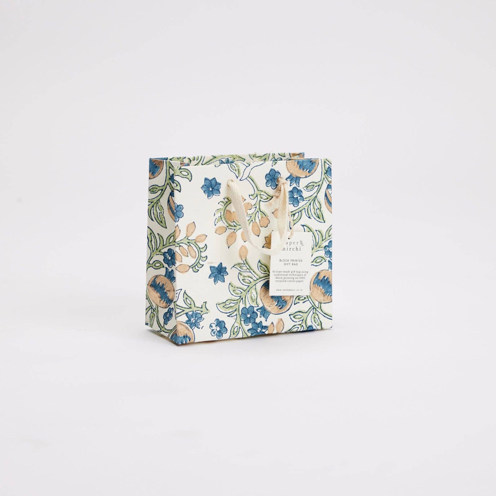 Hand Block Printed Gift Bags (Small) - Indigo