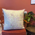Quilted Block-Printed Cushion Cover - Pistachio Cream
