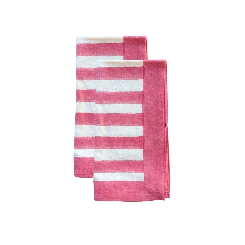 Block Printed Table Napkin - Stripes Pink