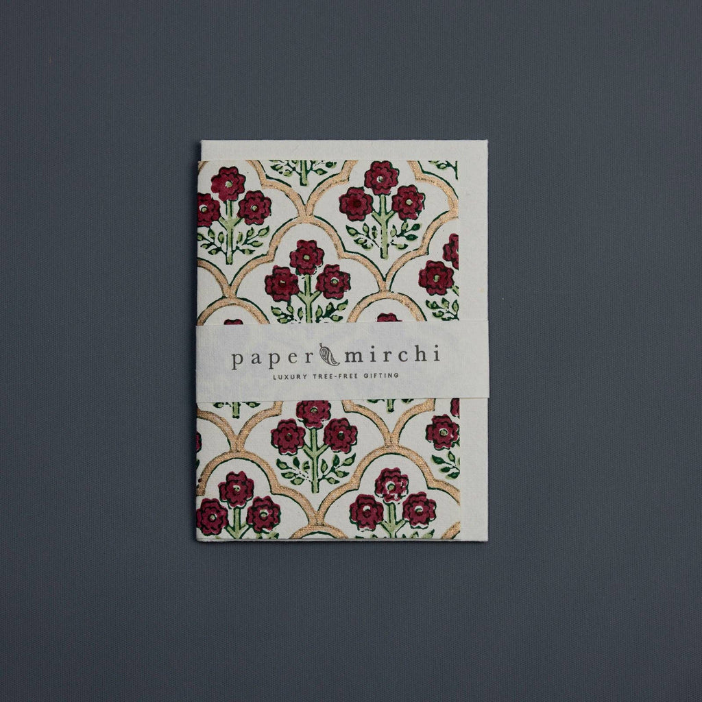 Hand Block Printed Greeting Card - Trellis Cherry