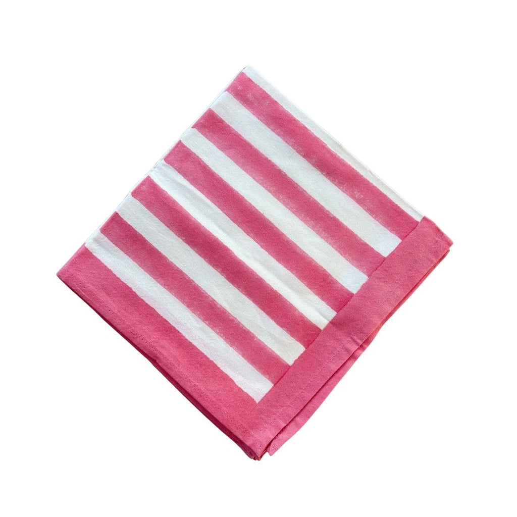 Block Printed Table Napkin - Stripes Pink