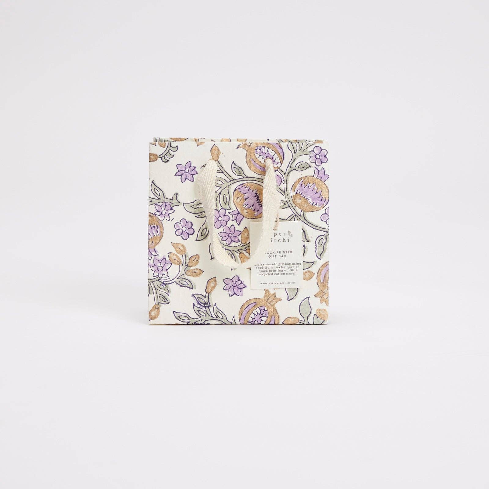 Hand Block Printed Gift Bags (Small) - Lavender