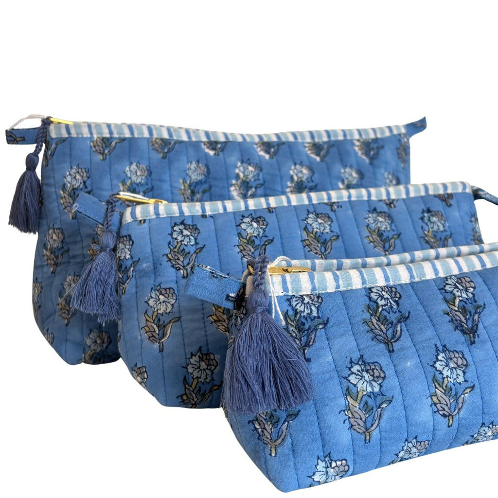Hand Block Printed Cosmetic/Travel Pouches: Jal