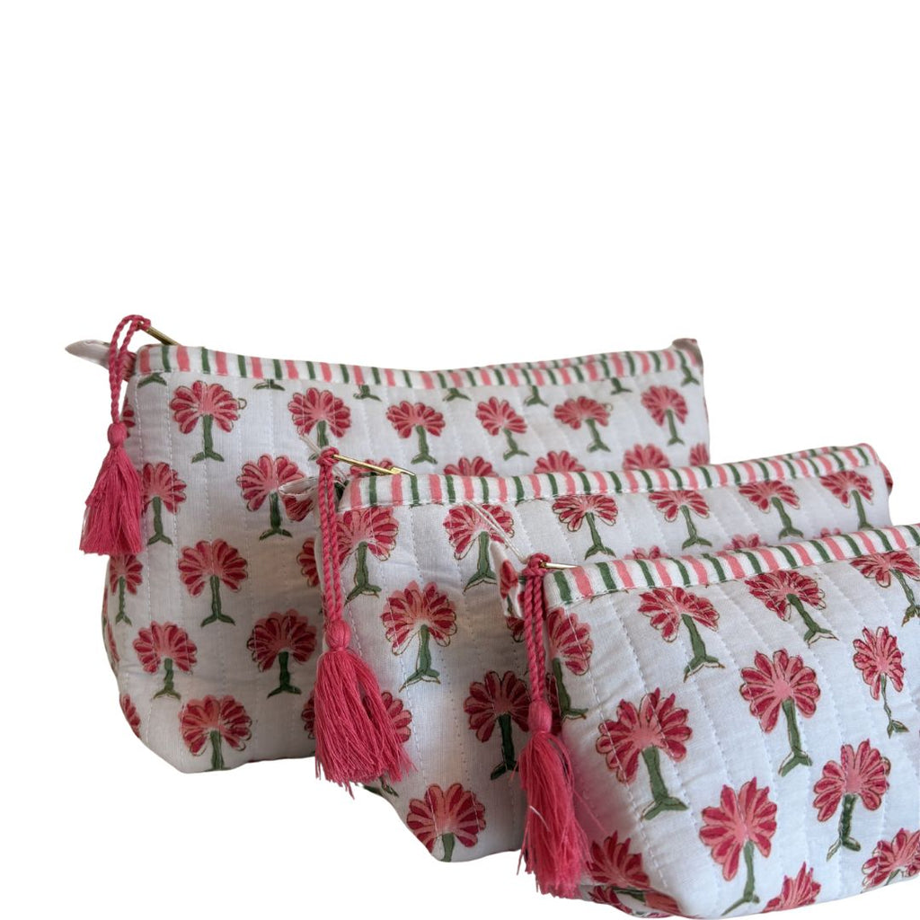 Hand Block Printed Cosmetic/Travel Pouches: Palm