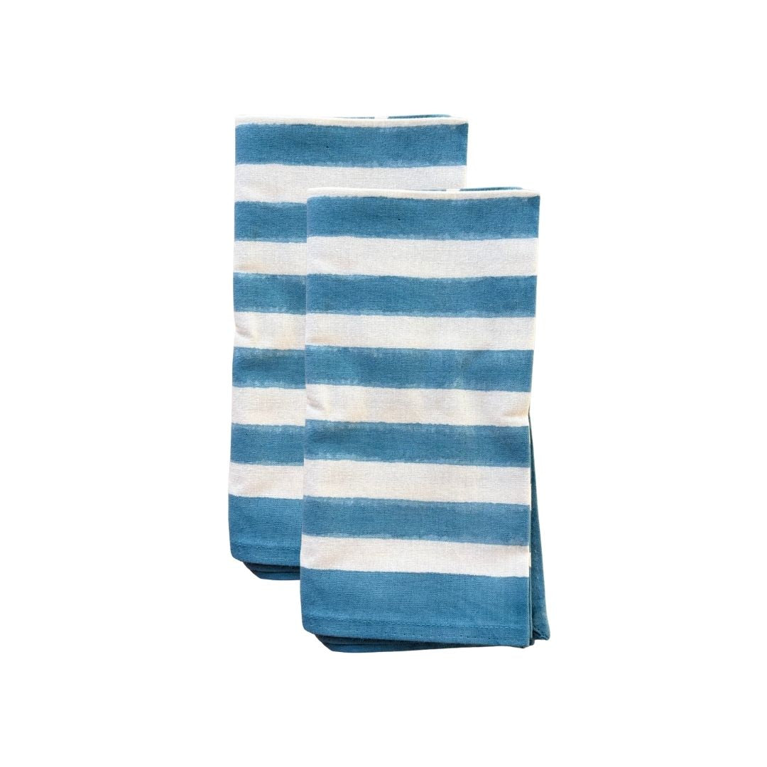 Block Printed Table Napkin - Stripes Blue