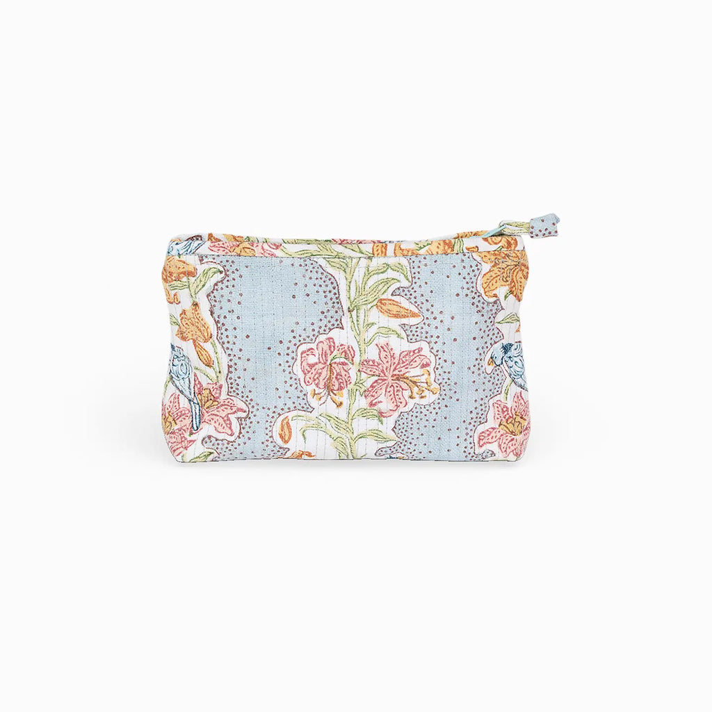 Block Printed Beauty Bag M Sky Meher