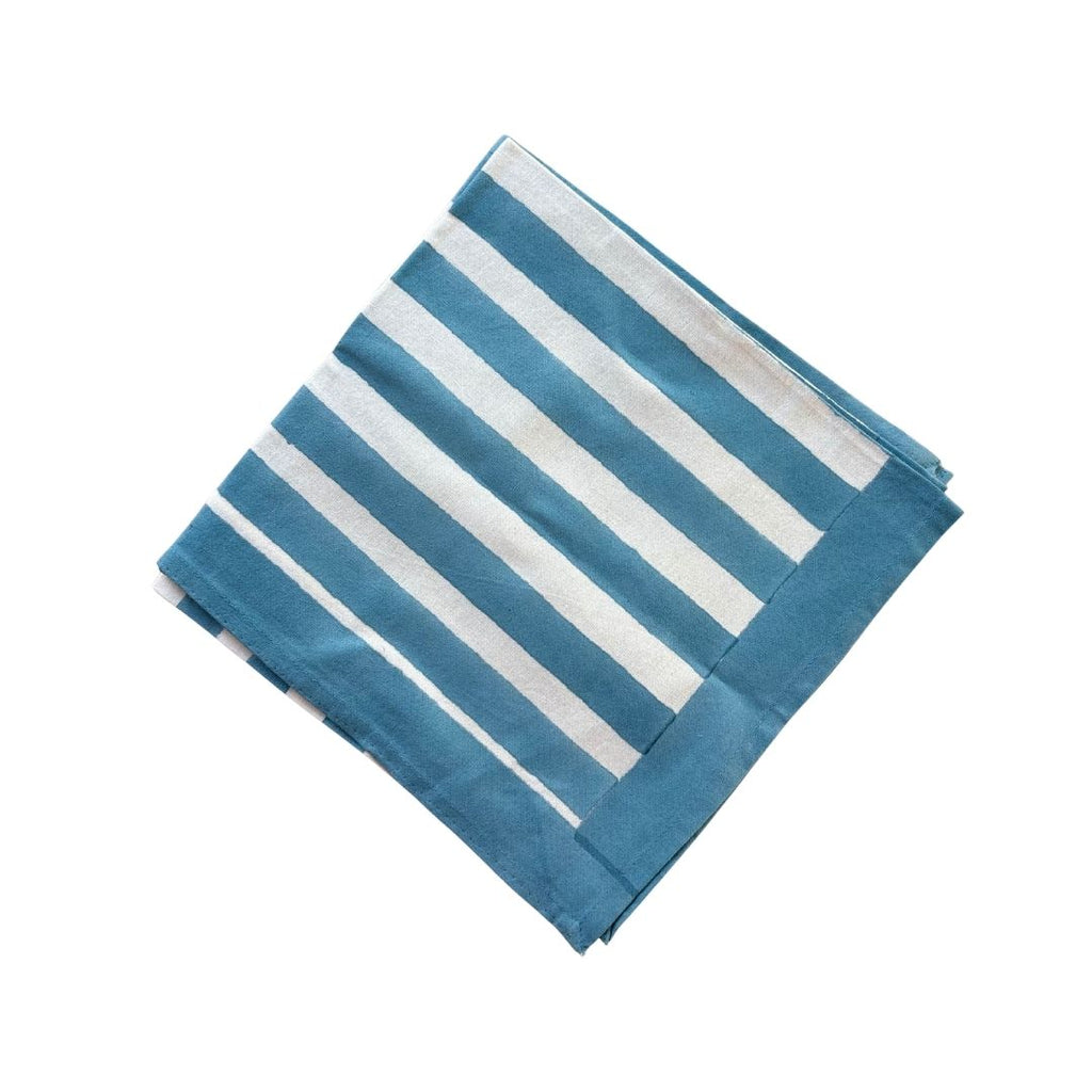 Block Printed Table Napkin - Stripes Blue