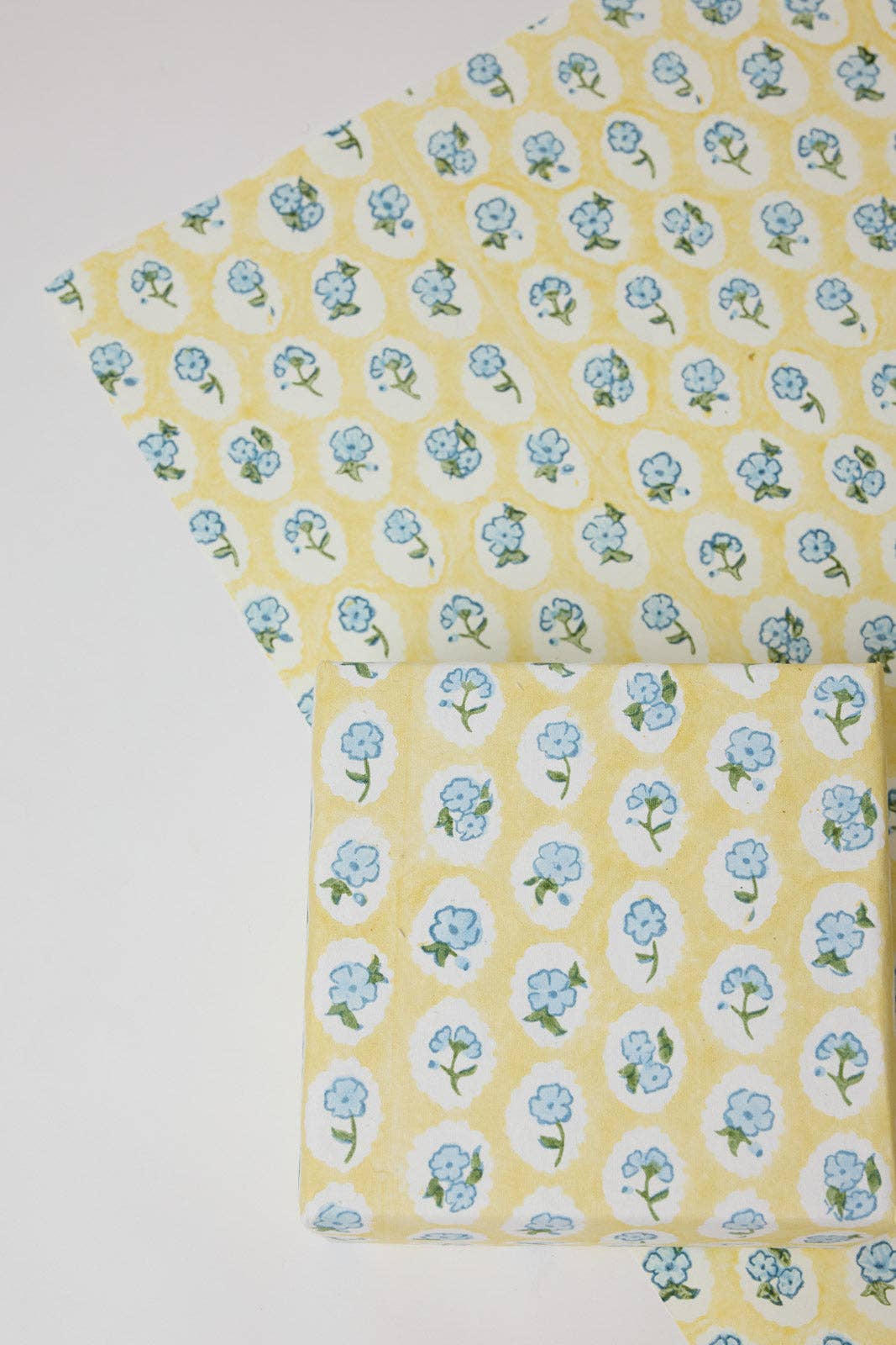Block Printed Wrapping Paper Sheets - Scallop Tiles Alaska