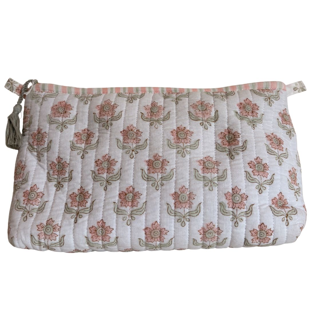 Hand Block Printed Cosmetic/Travel Pouches: Phool