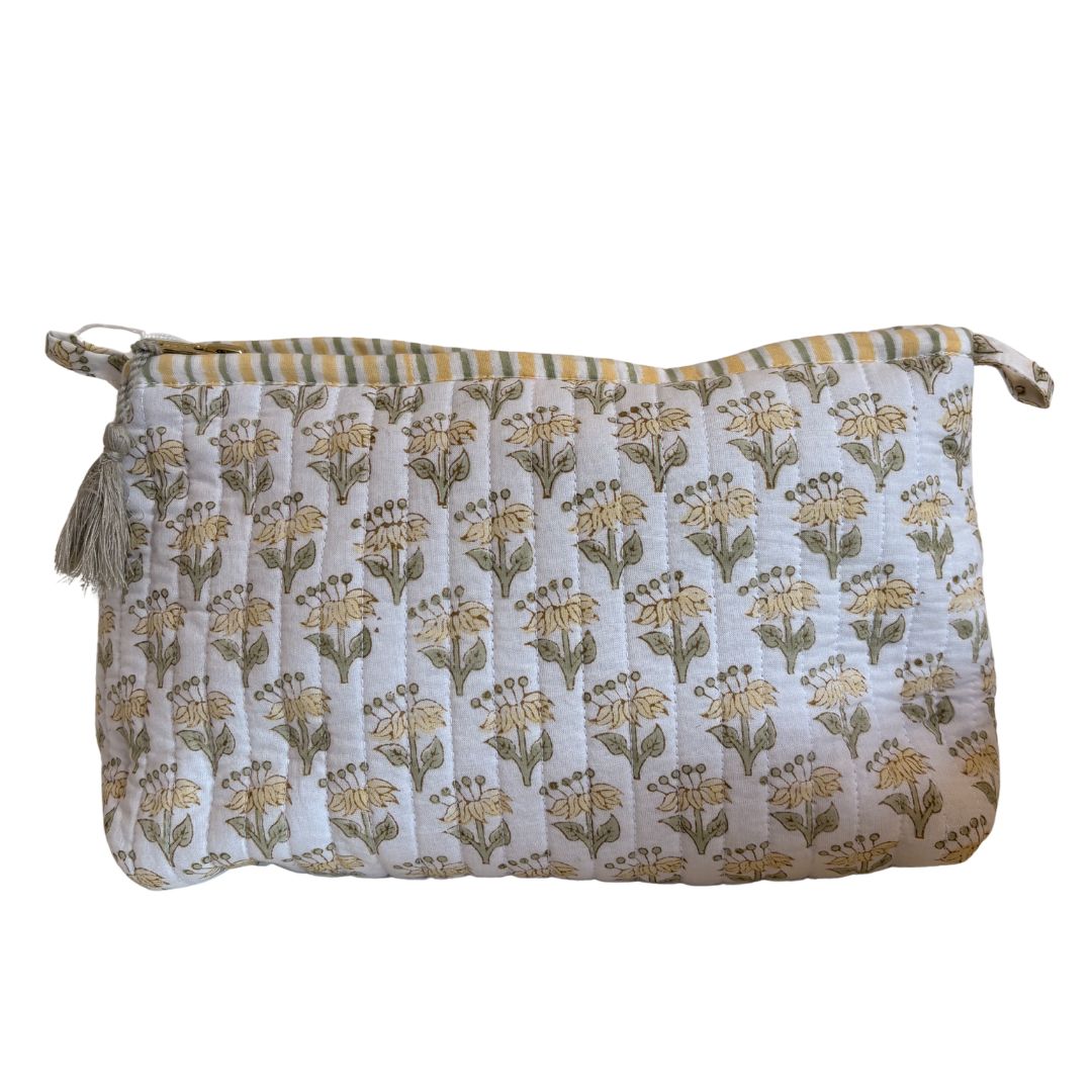 Hand Block Printed Cosmetic/Travel Pouches: Genda