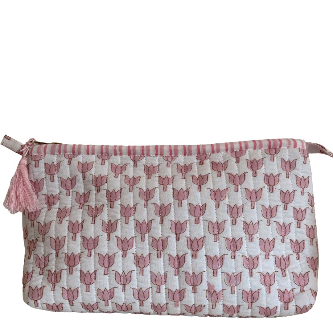 Hand Block Printed Cosmetic/Travel Pouches: Kamal