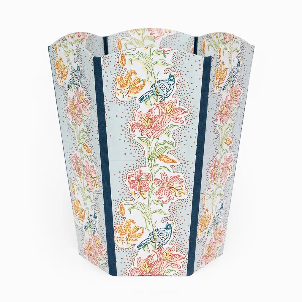 Block Printed Scalloped Basket Sky Meher