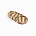 Block Printed Oval Tray Set Classic Stripe Brown Yellow
