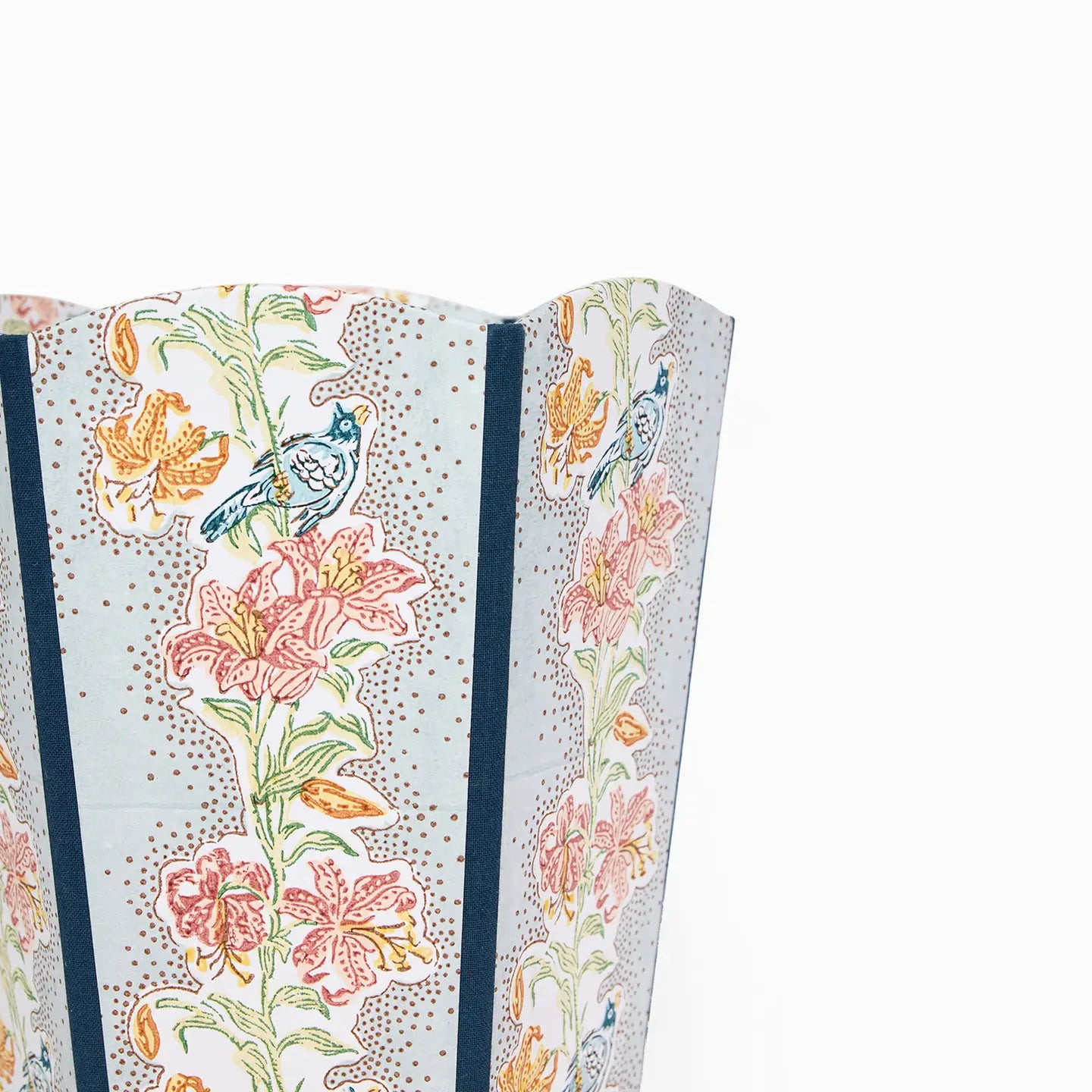 Block Printed Scalloped Basket Sky Meher