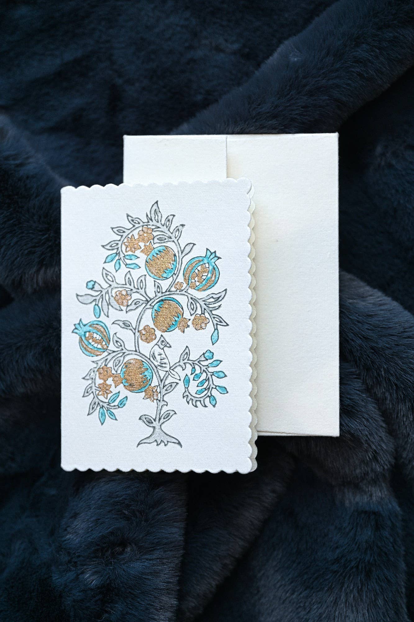 Hand Block Printed Greeting Card - GC Anaar Turquoise