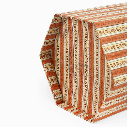 Block Printed Hexagon Basket Brick Red Rhea