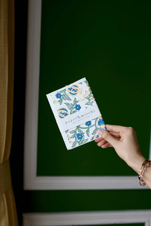 Block Printed Greeting Card - Pomegranate Indigo