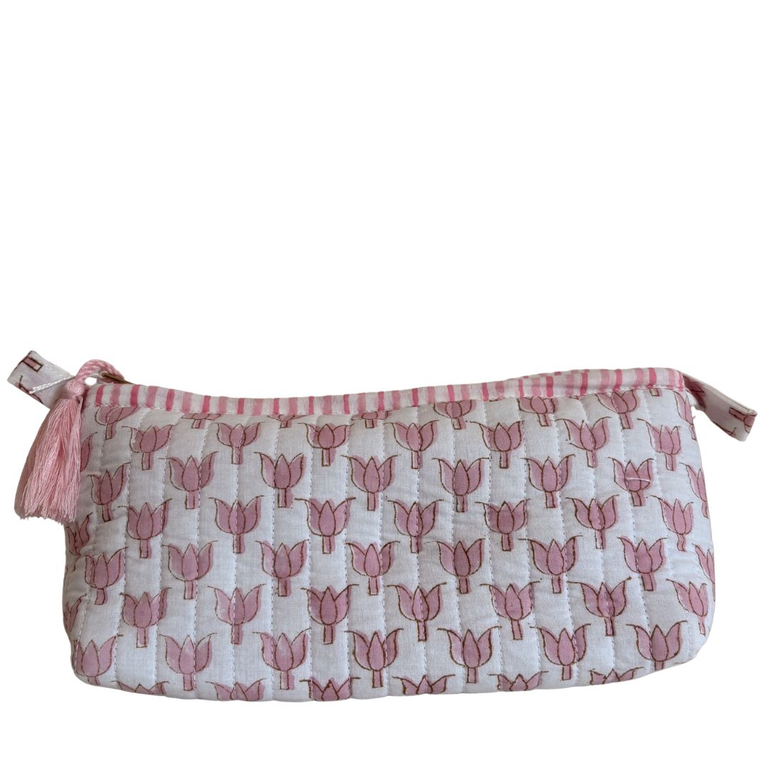 Hand Block Printed Cosmetic/Travel Pouches: Kamal