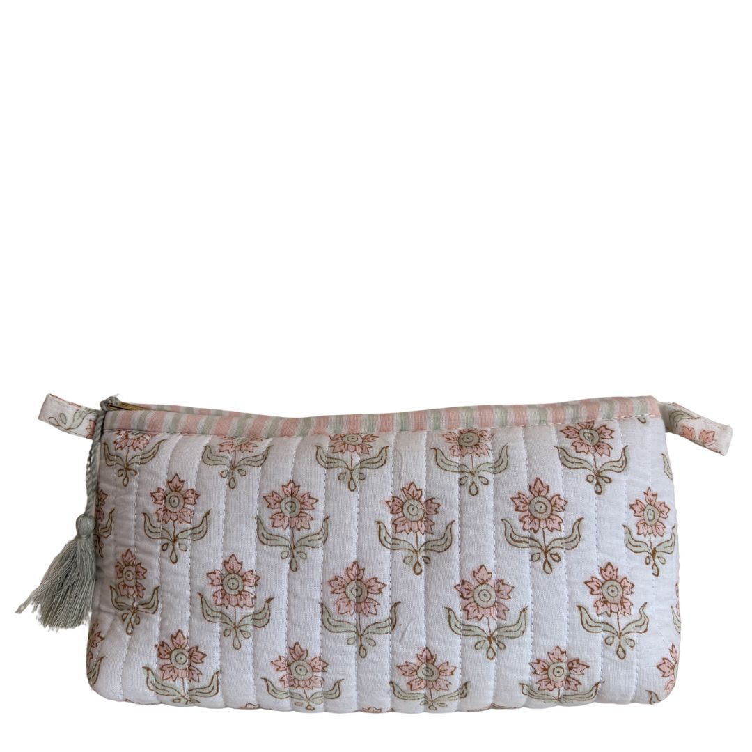 Hand Block Printed Cosmetic/Travel Pouches: Phool