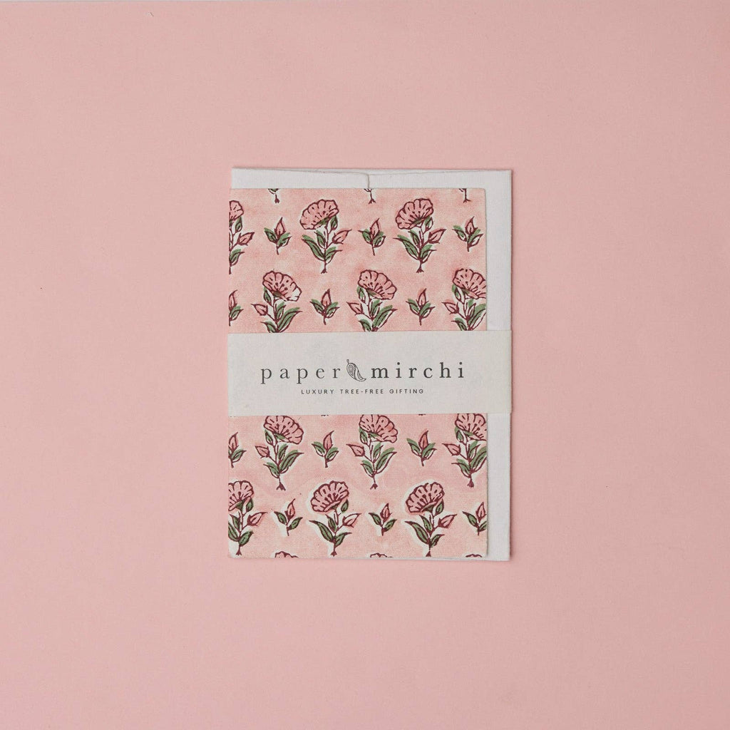 Block Printed Greeting Card - Ditsy Floral Blush