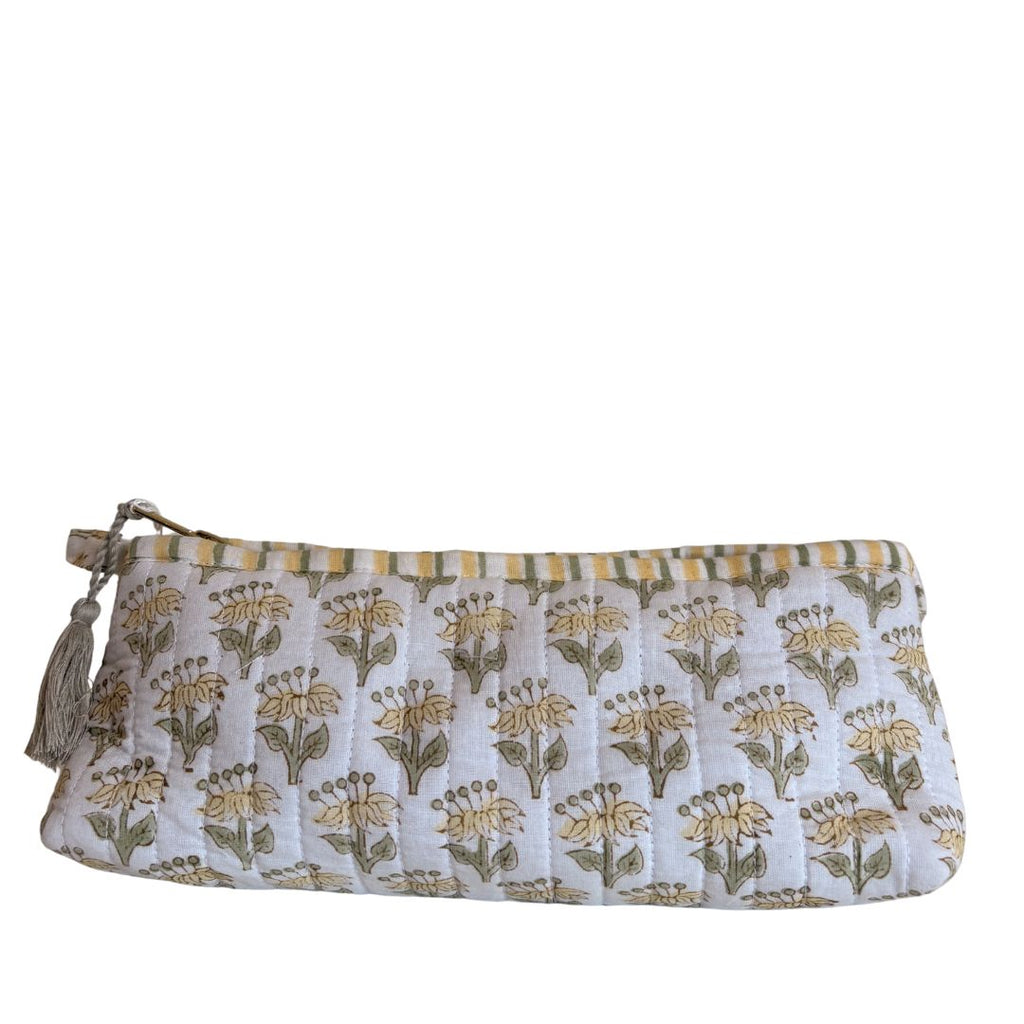 Hand Block Printed Cosmetic/Travel Pouches: Genda