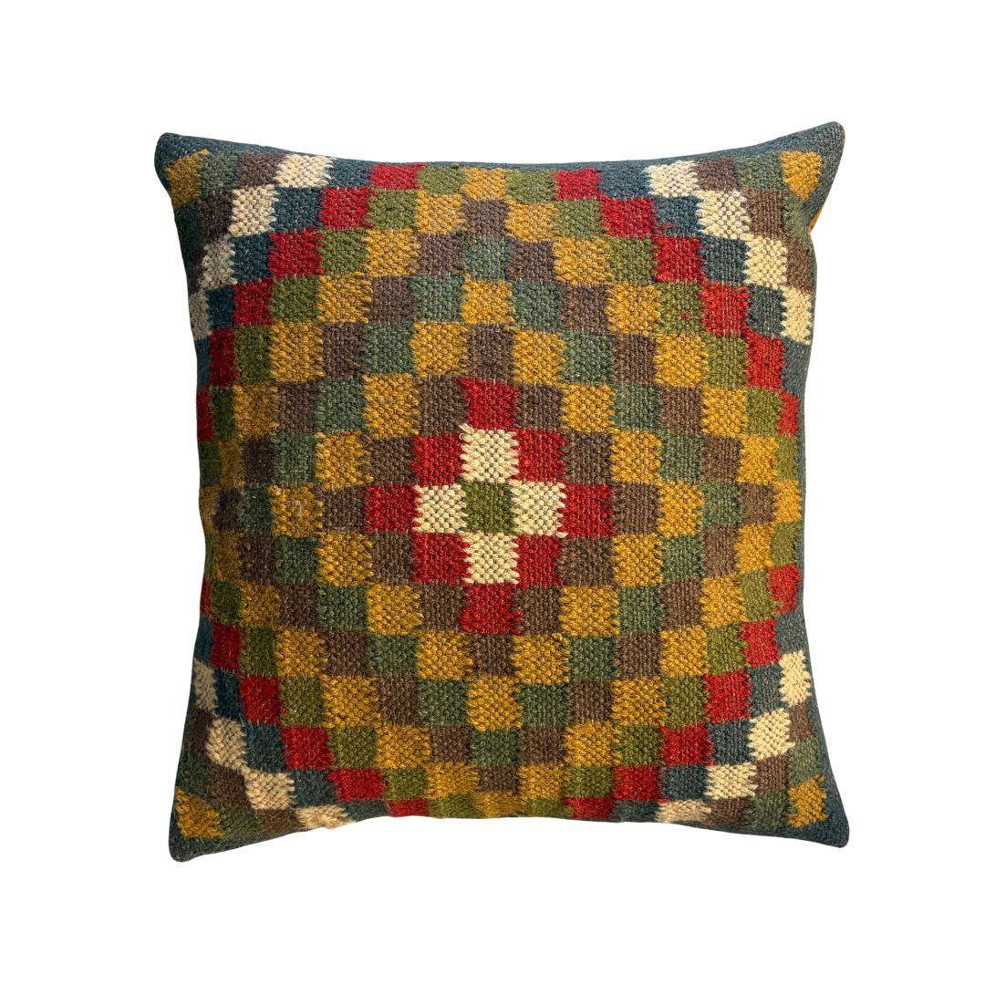 Handwoven Jute Cushion Cover - Madras Kilim