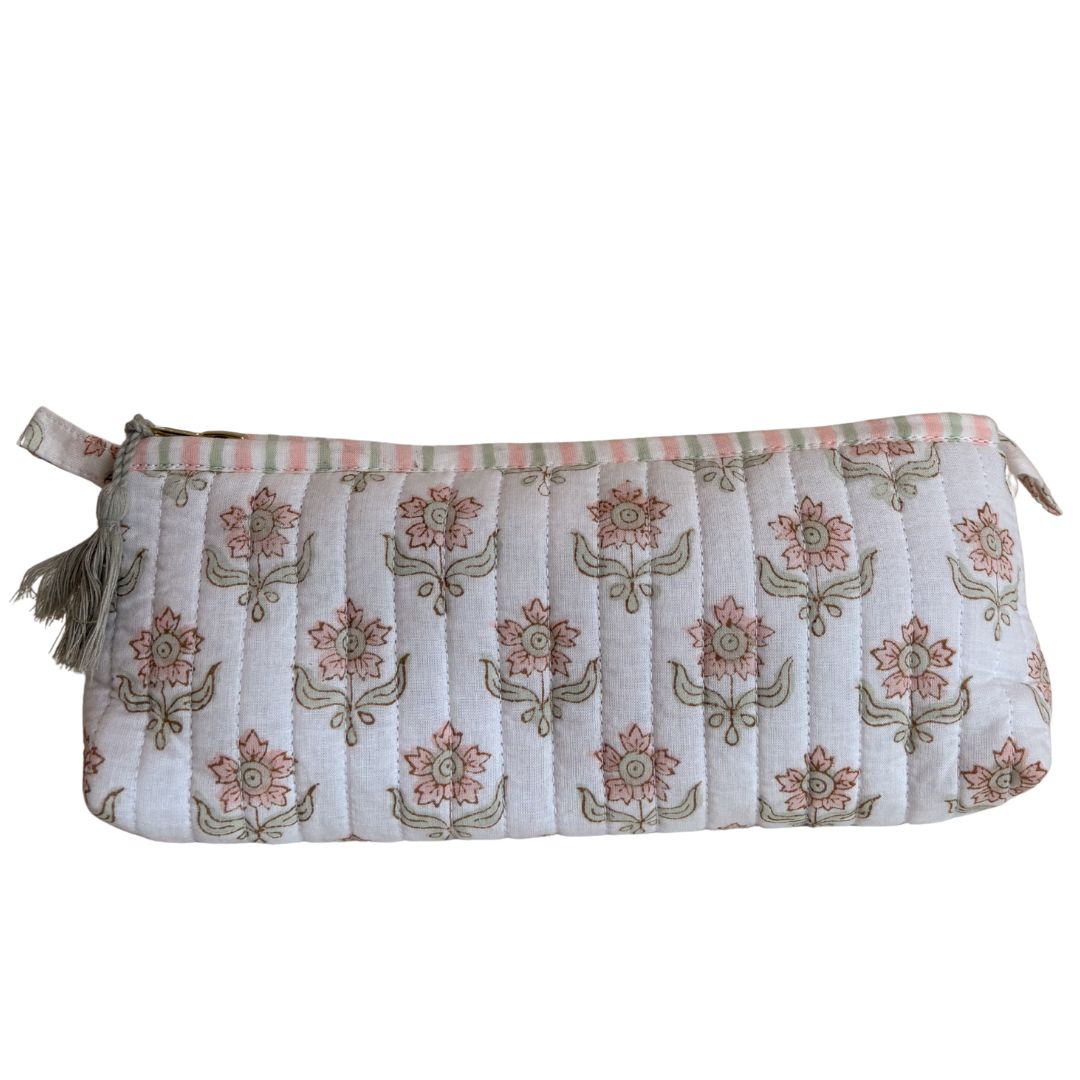 Hand Block Printed Cosmetic/Travel Pouches: Phool
