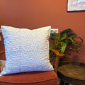 Quilted Block-Printed Cushion Cover - Aqua Waves