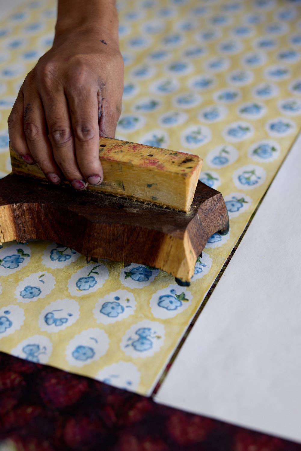 Block Printed Wrapping Paper Sheets - Scallop Tiles Alaska