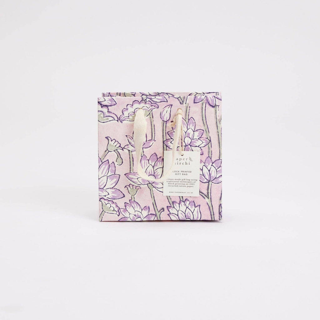 Hand Block Printed Gift Bags (Small) - Lavender