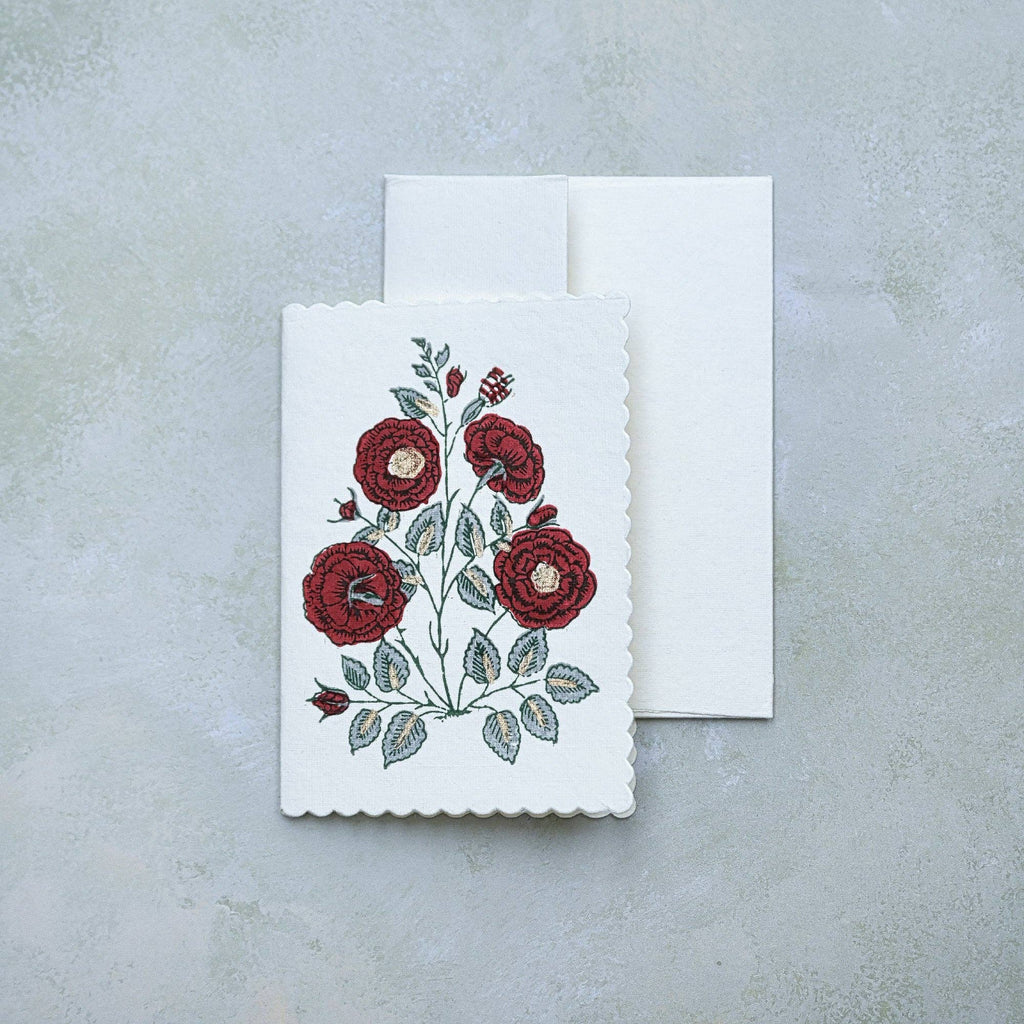 Hand Block Printed Greeting Card - GC Gulab Sage