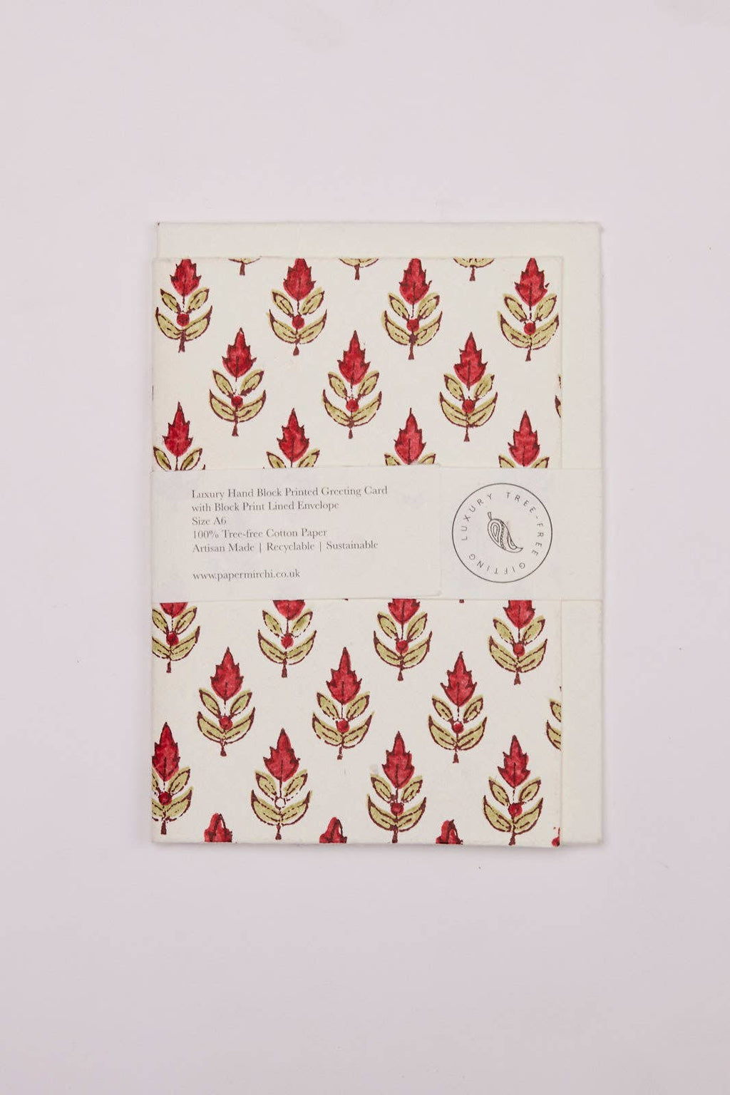 Hand Block Printed Greeting Card - Buti Scarlet