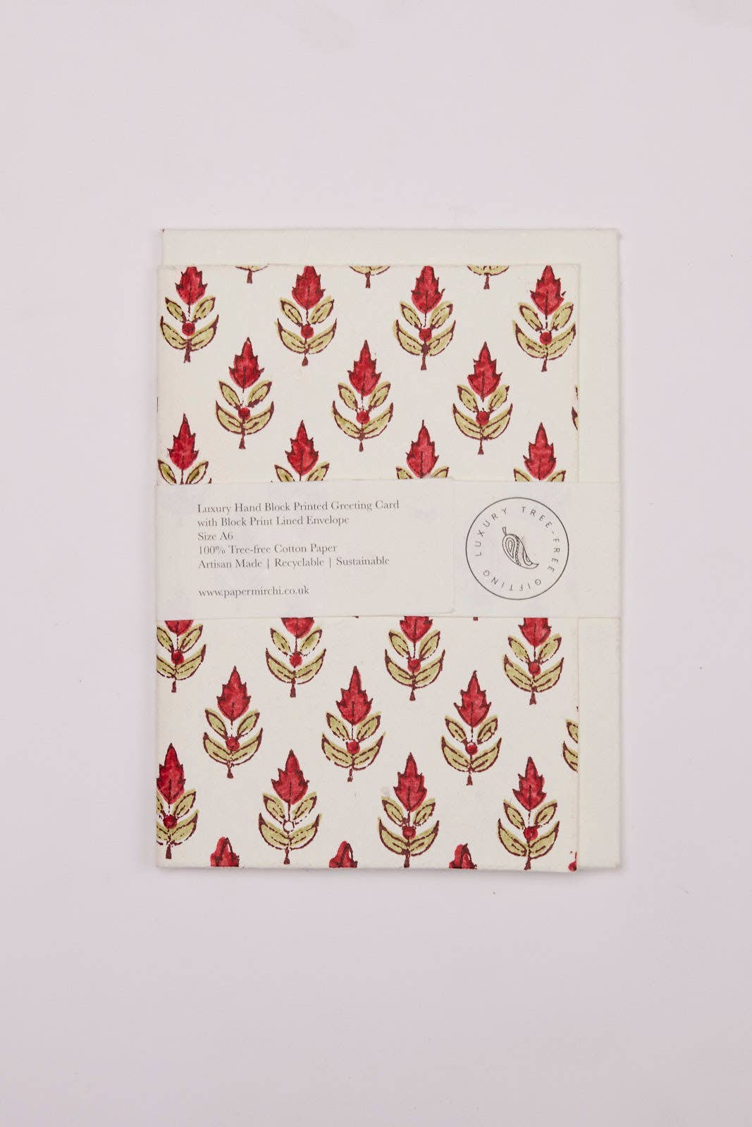 Hand Block Printed Greeting Card - Buti Scarlet