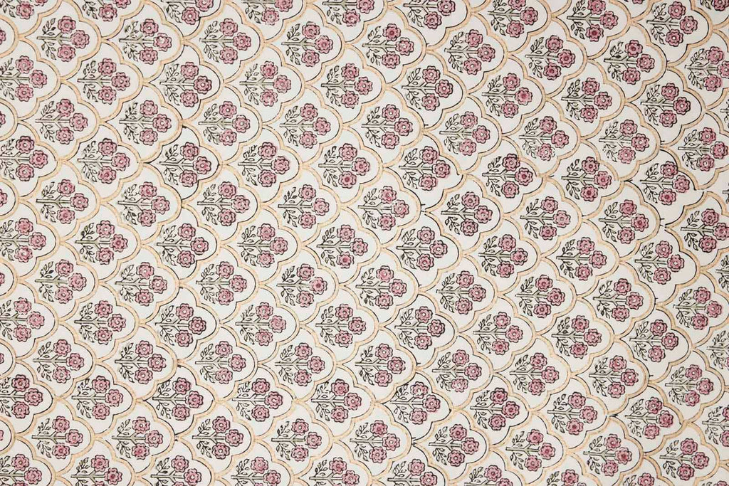 Block Printed Gift Wrap - Trellis Pink Earth