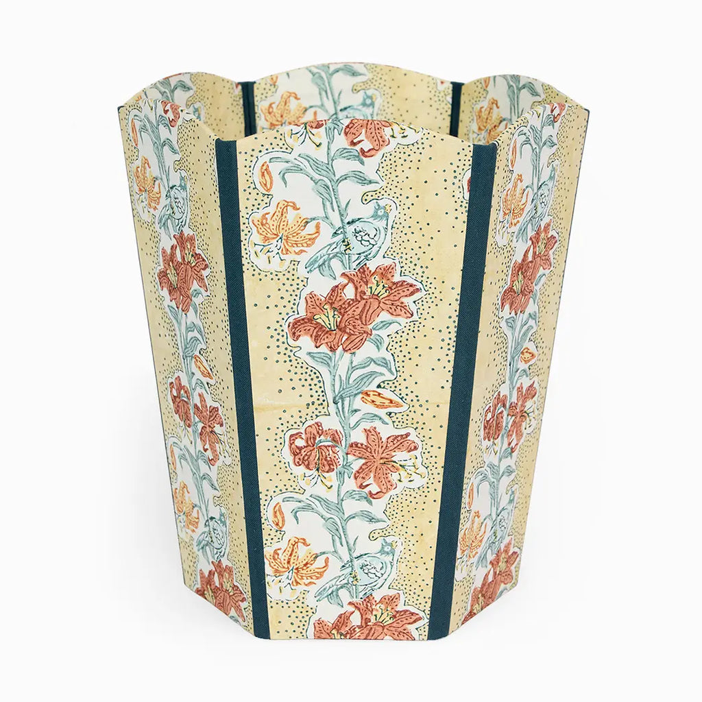 Block Printed Scalloped Basket Mustard Meher