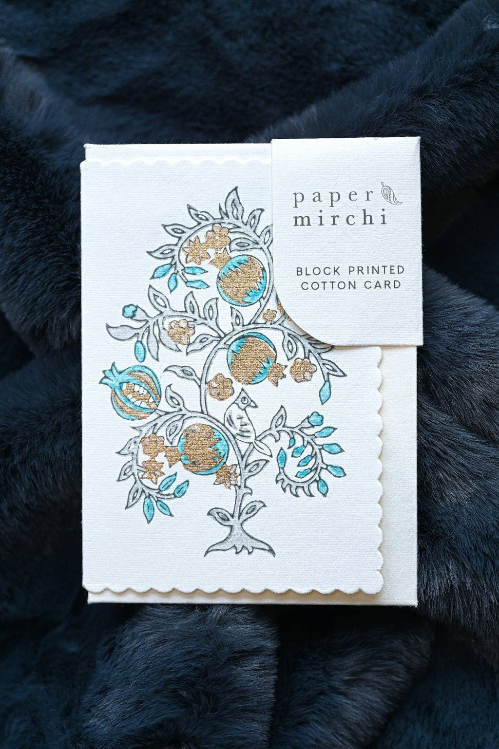 Hand Block Printed Greeting Card - GC Anaar Turquoise