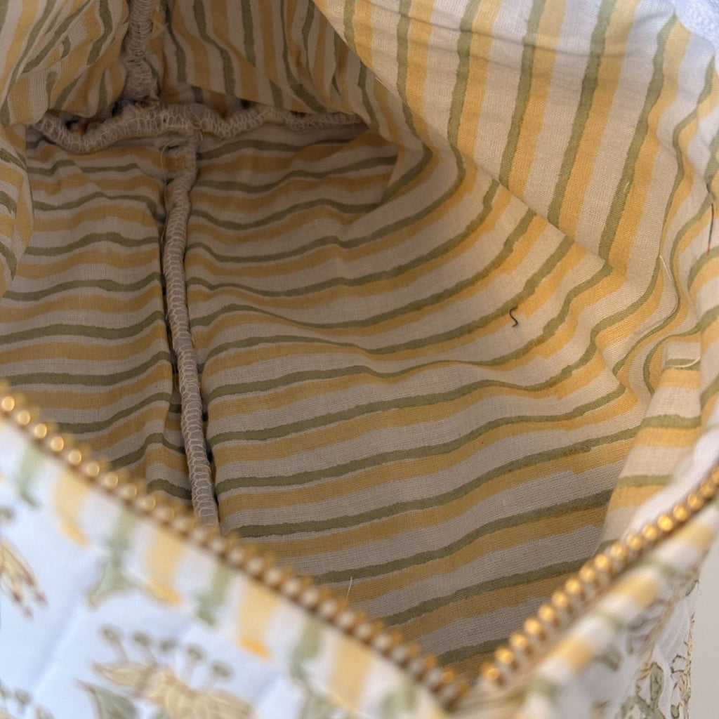 Hand Block Printed Cosmetic/Travel Pouches: Genda