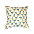 Quilted Block-Printed Cushion Cover - Peacock Bloom