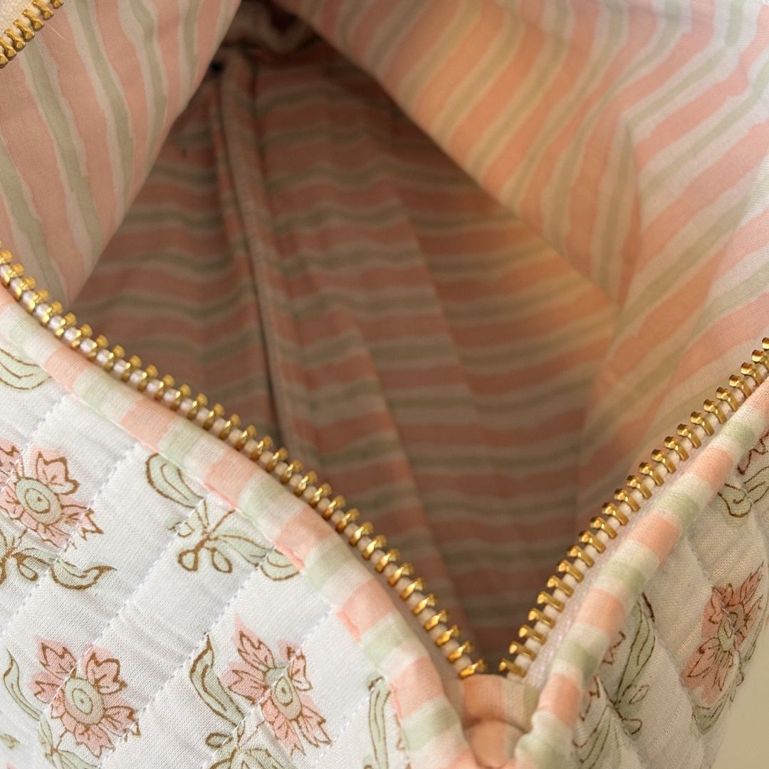 Hand Block Printed Cosmetic/Travel Pouches: Phool