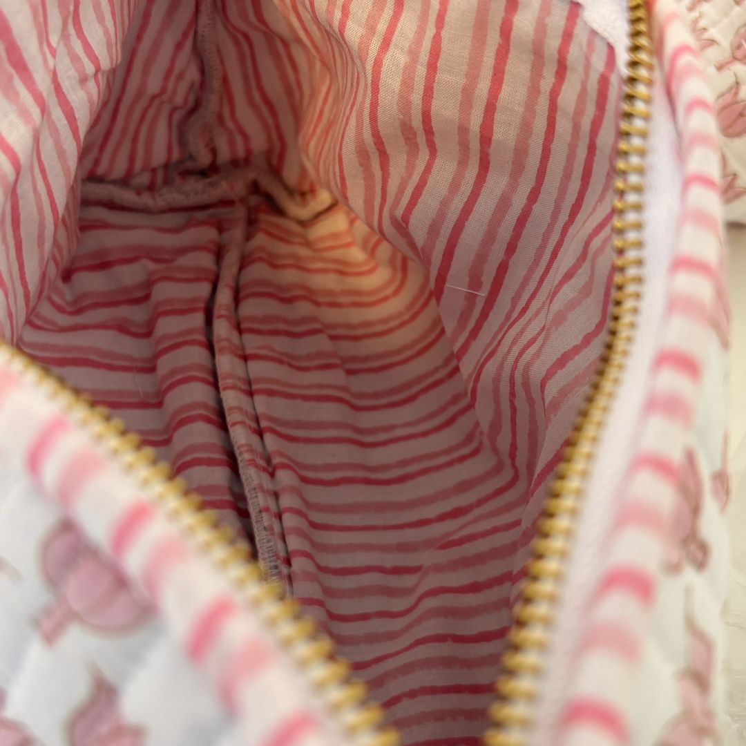 Hand Block Printed Cosmetic/Travel Pouches: Kamal