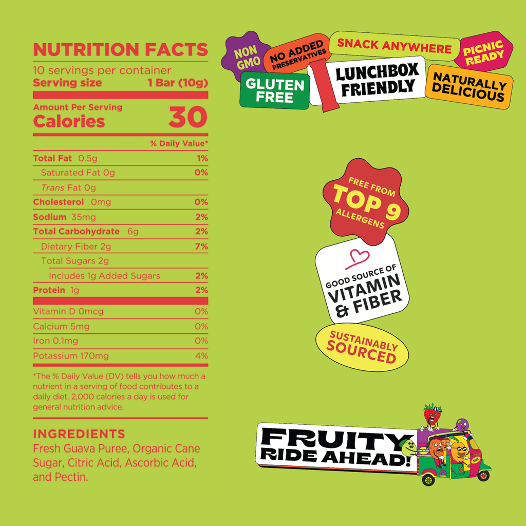 Groovy Guava - Natural Fruit Snacks- Dried Fruit Bars