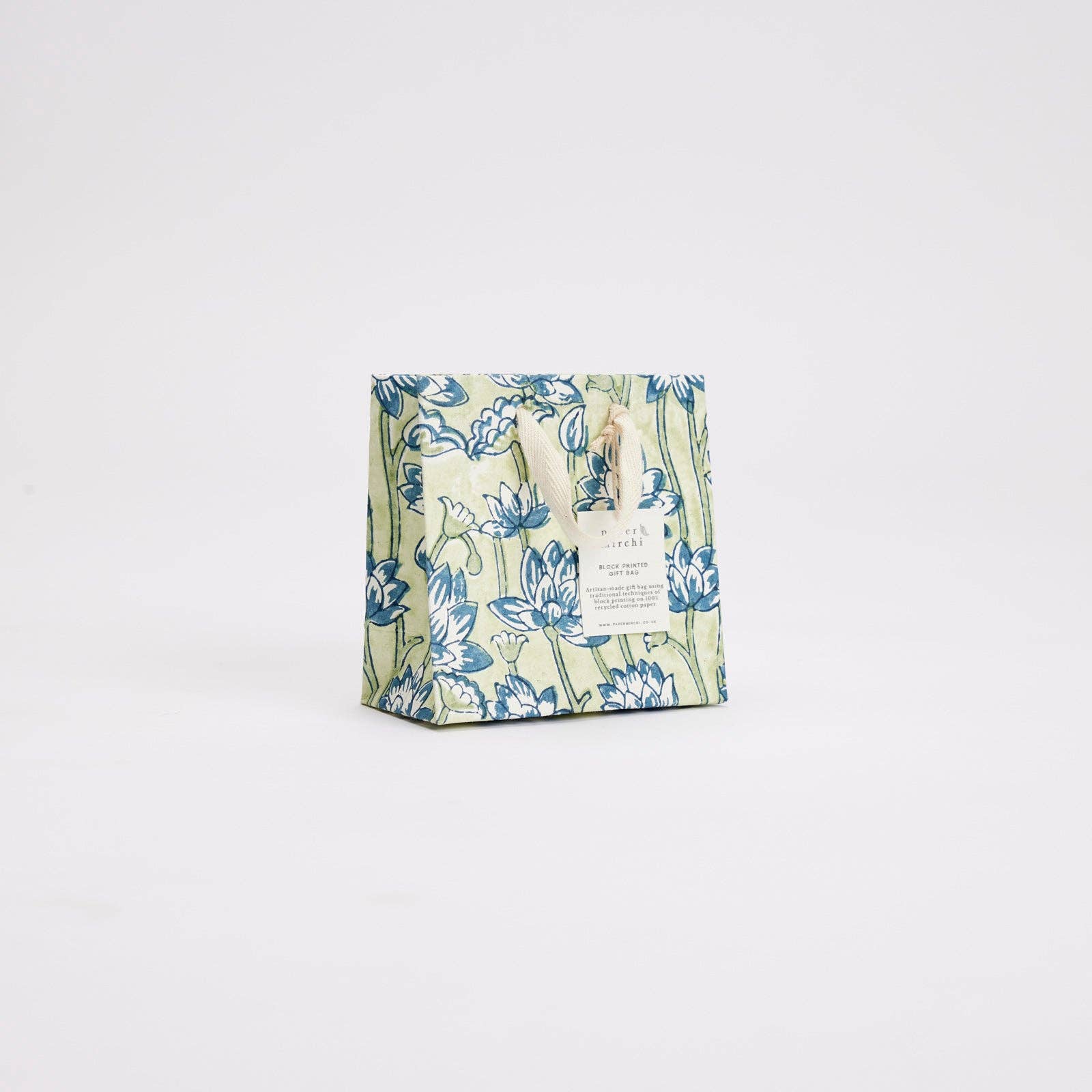 Hand Block Printed Gift Bags (Small) - Indigo