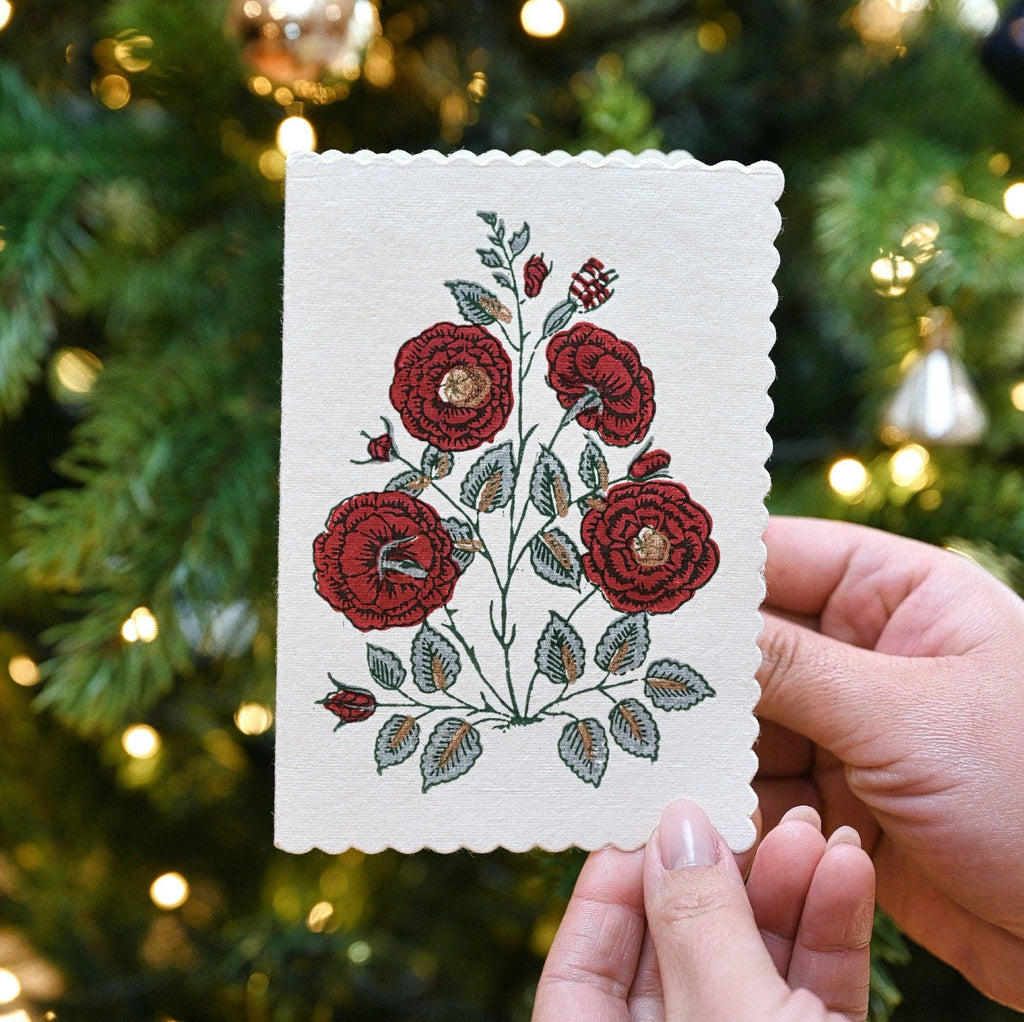 Hand Block Printed Greeting Card - GC Gulab Sage