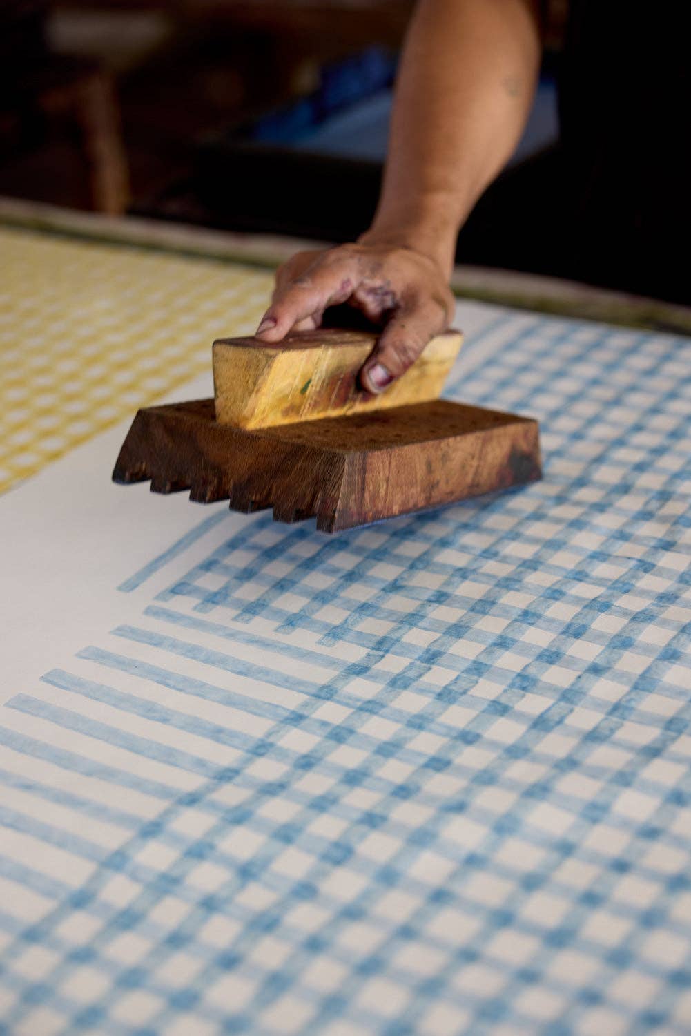 Block Printed Wrapping Paper Sheets - Gingham Pink Sorbet