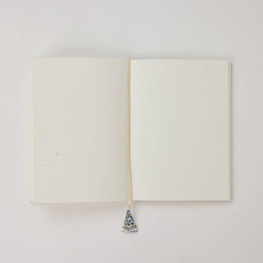 Block Printed Ruled Notebook (A5) - Trellis Indigo