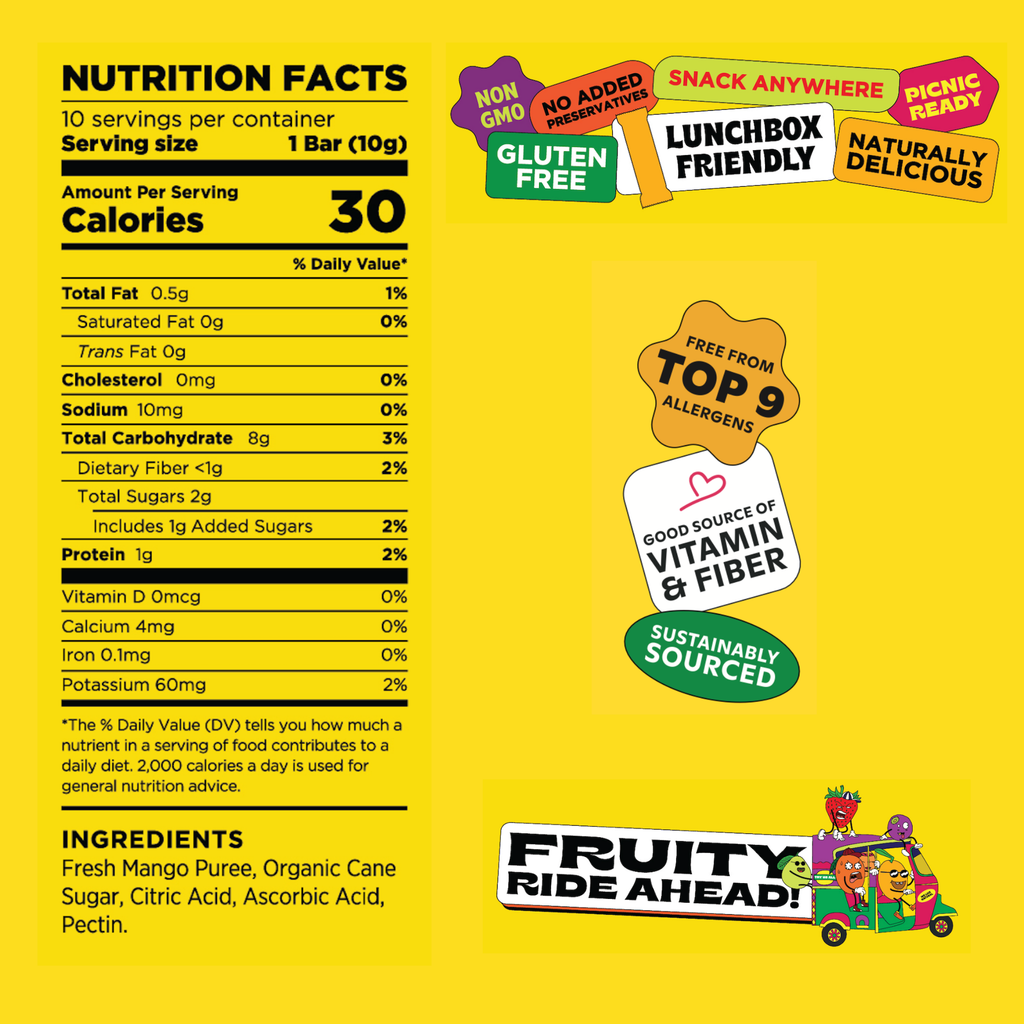 MMM Mango - Natural Fruit Snacks - Dried Fruit Bars